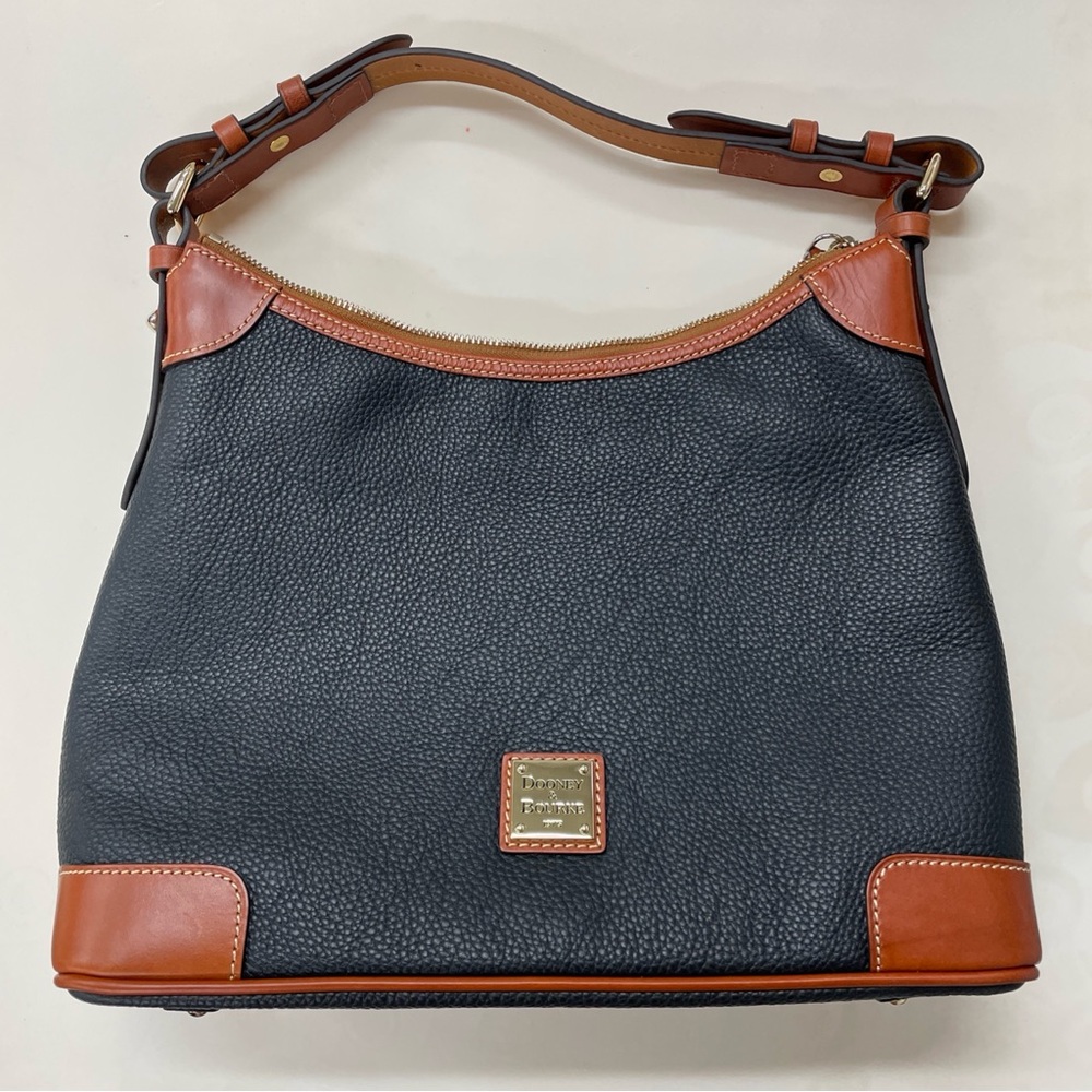 Dooney & Bourke Black and Tan Hobo Bag